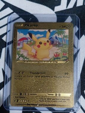 Gold Foil Pikachu Collectible Card - Yellow